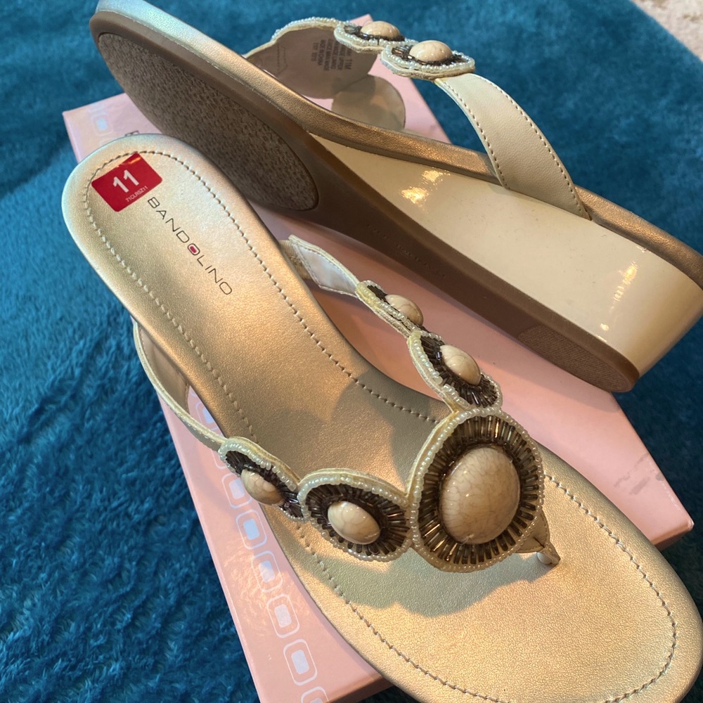 Jeweled wedge sandal
